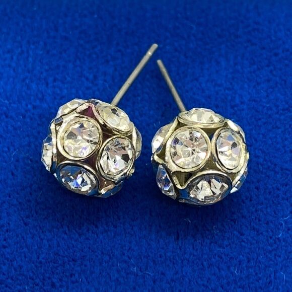 💛 Vintage Silver & Rhinestone Stud Earrings - Picture 2 of 3